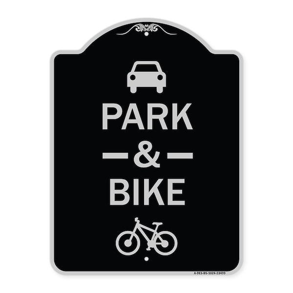 Park & Ride With Bicycle Graphic Heavy-Gauge Aluminum Architectural Sign, 24" x 18", BS-1824-23499